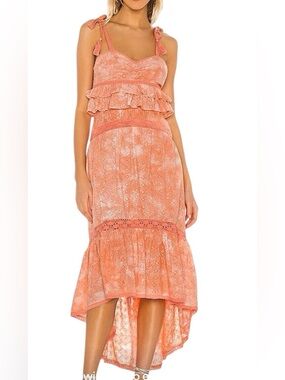 Tularosa Women’s Orange Eyelet Rumor High-Low Dress New Size XS